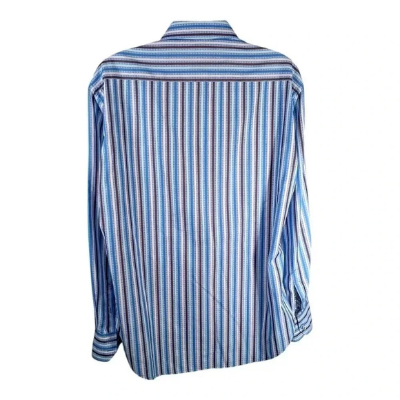 Robert Graham Embroidered Shirt Button Front Striped Diamond Men's XL - Picture 3 of 9